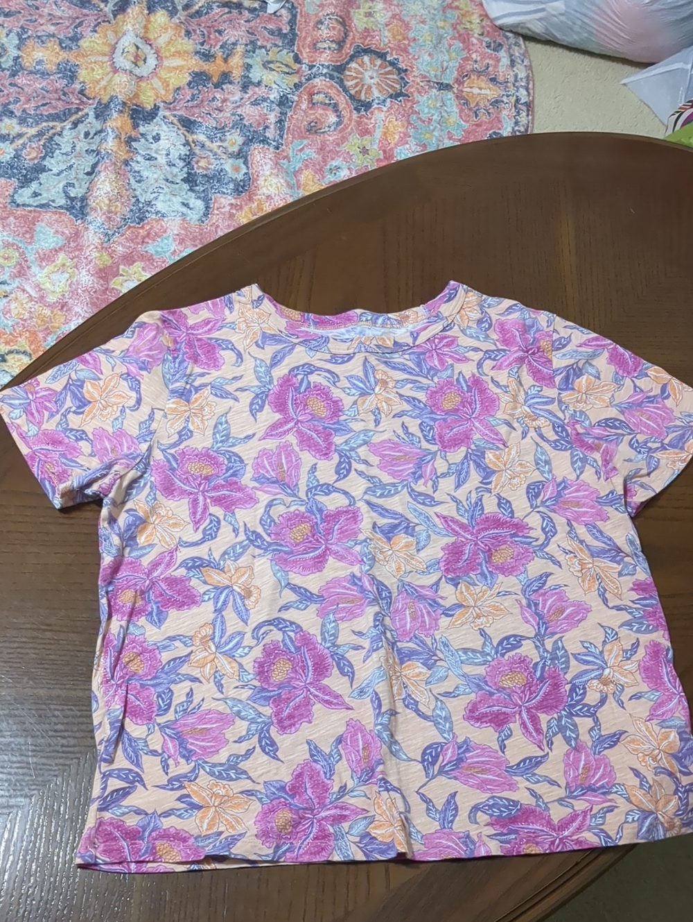 Old Navy Pink & Lavender Floral Short-Sleeve Tee